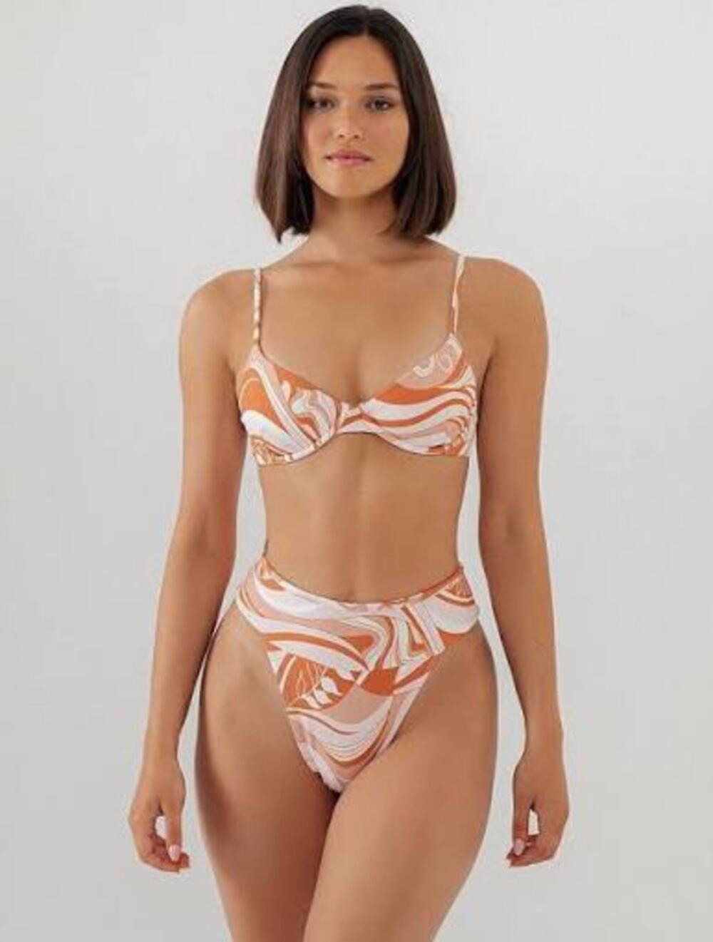 EUC $195 Montce Carmel Orange Swim Tamarindo Bikini Set S/M